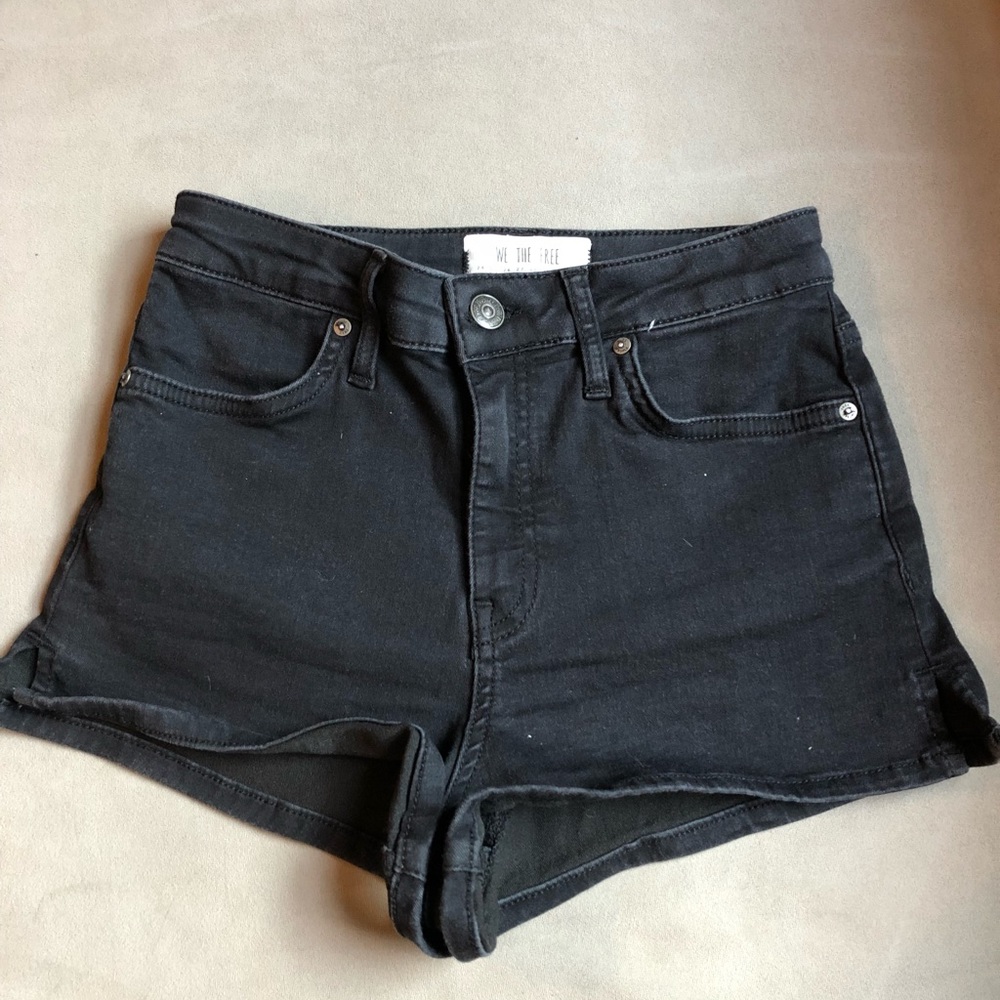 Free People black high waisted denim shirt size 25